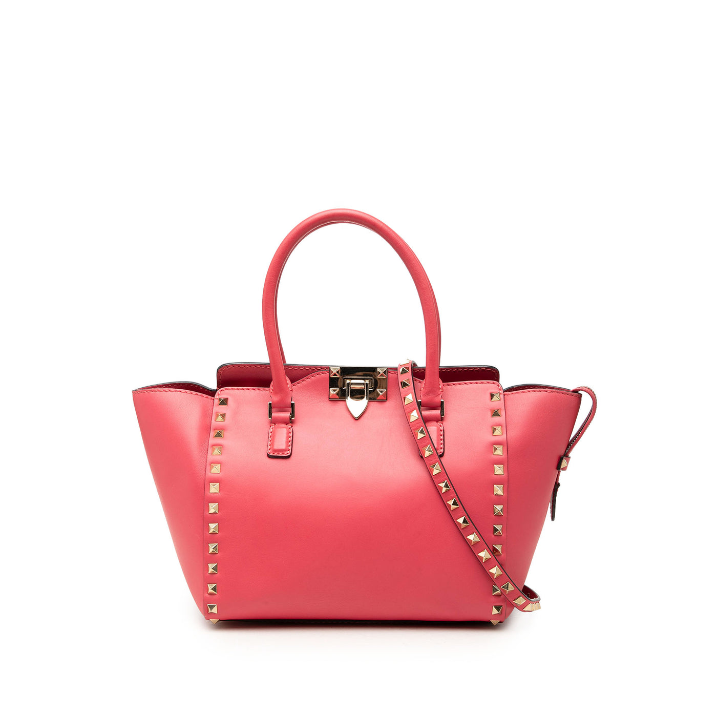Small Leather Rockstud Trapeze Satchel - Image 1
