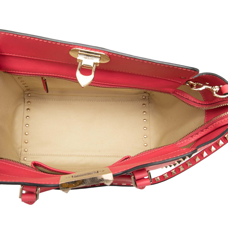 Small Leather Rockstud Trapeze Satchel - Image 4