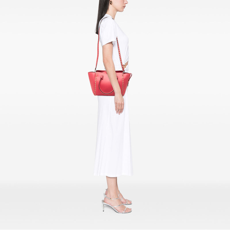 Small Leather Rockstud Trapeze Satchel - Image 6