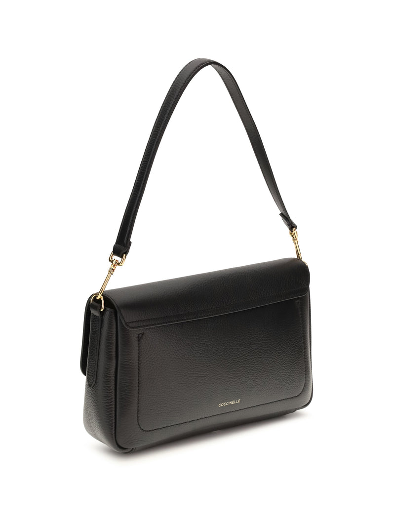 Coccinelle Shoulder Bag — Black Calf Leather Bos Taurus
