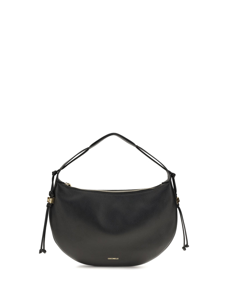 Coccinelle Thess Shoulder Bag — Black Calf Leather