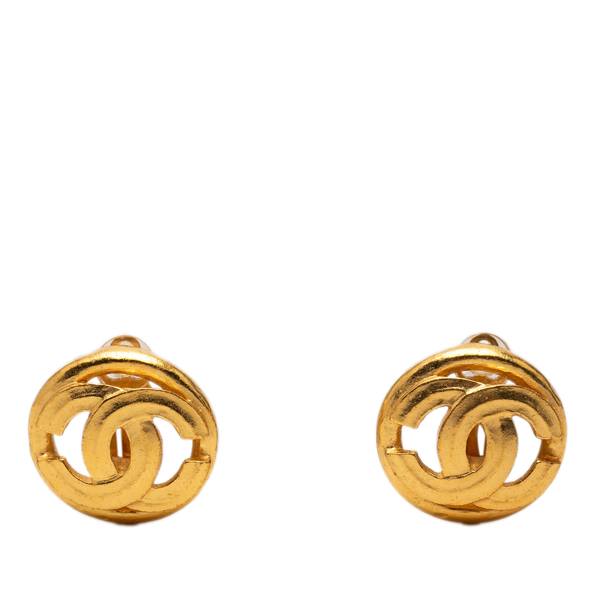 CC Gold Plated Round Clip On Earrings - Image 1