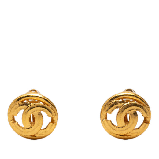 CC Gold Plated Round Clip On Earrings - Image 1