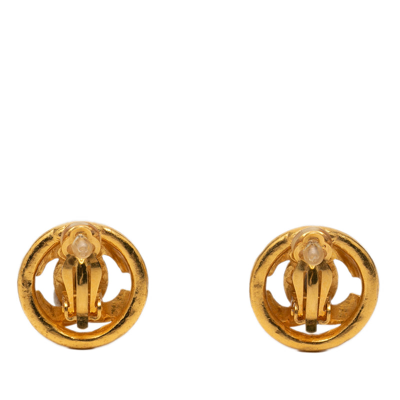 CC Gold Plated Round Clip On Earrings - Image 2