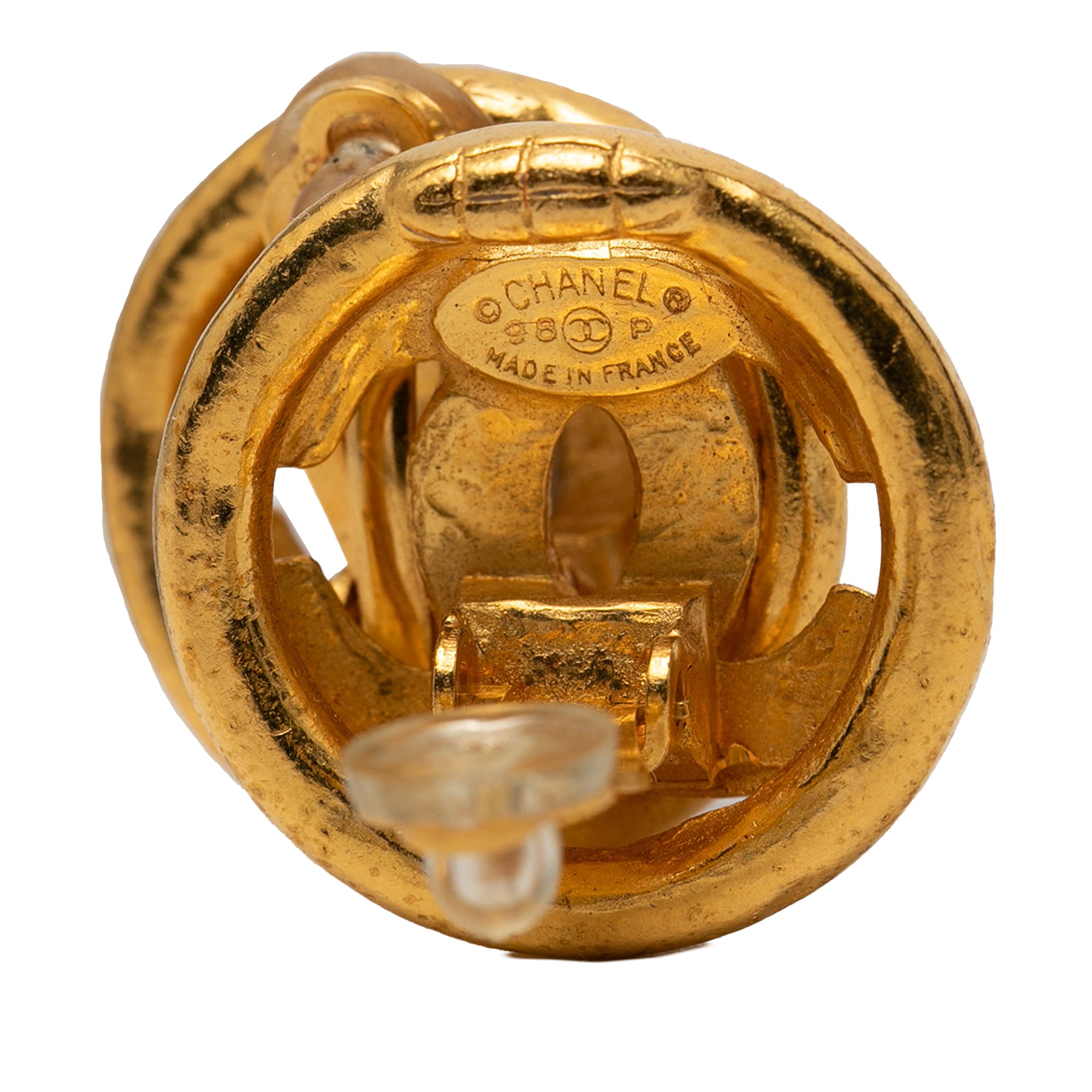 CC Gold Plated Round Clip On Earrings - Image 3
