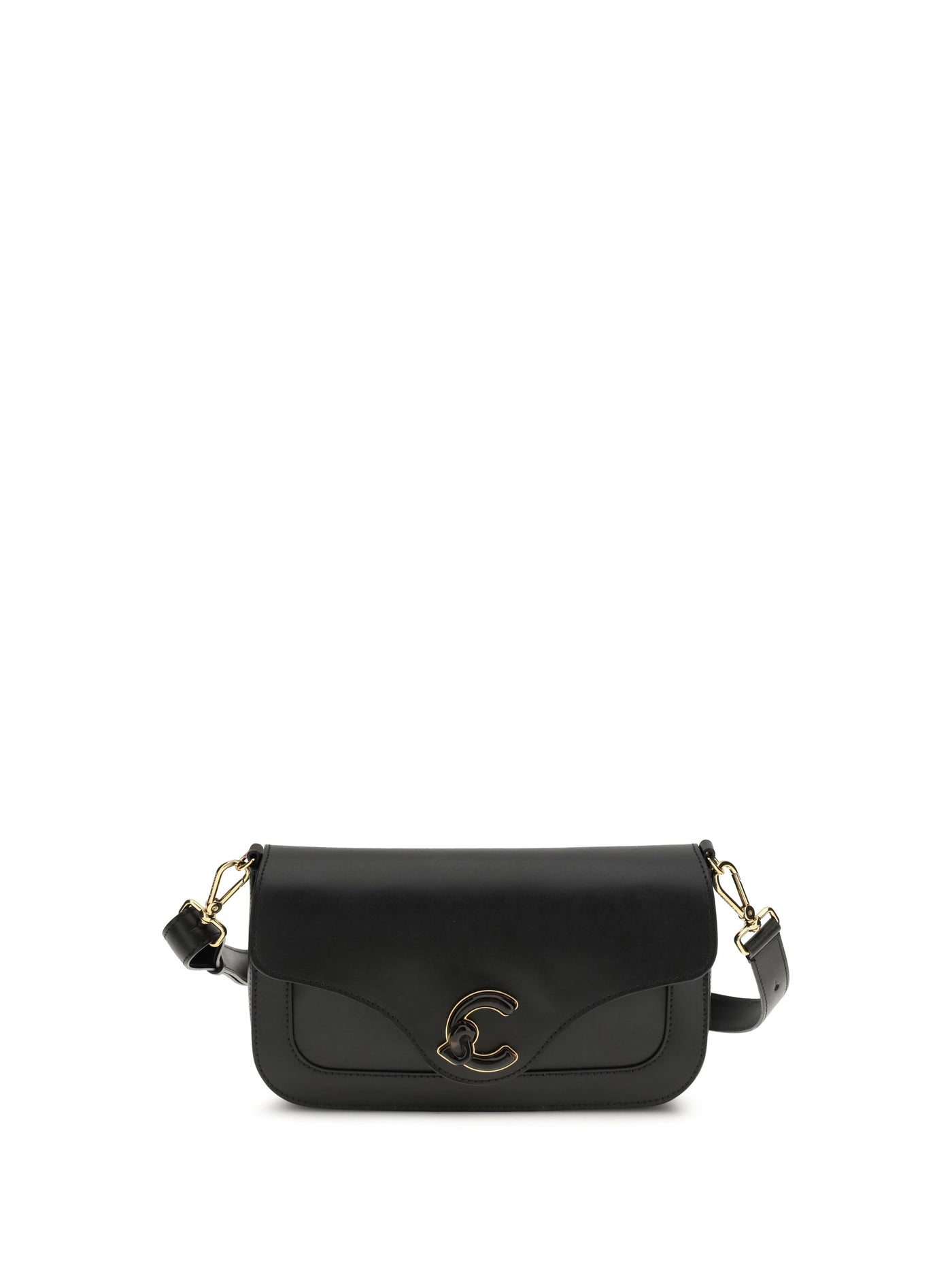 Coccinelle C-Me Shoulder Bag — Black Calf Leather Bos Taurus