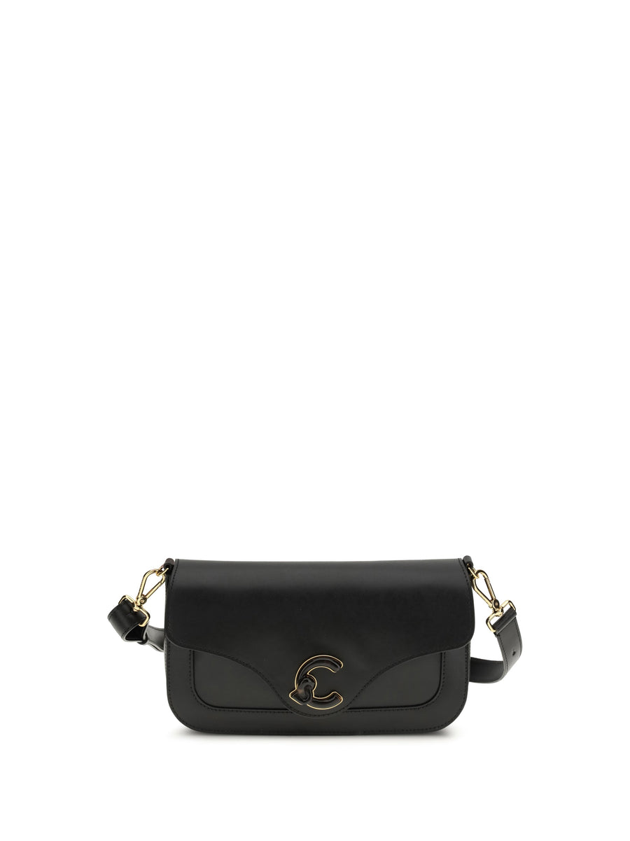 Coccinelle C-Me Shoulder Bag — Black Calf Leather Bos Taurus