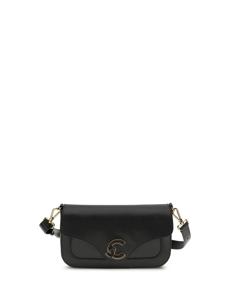 Coccinelle C-Me Shoulder Bag — Black Calf Leather