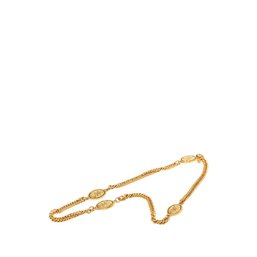 CC Gold Plated Crown Medallion Station Necklace - Image 1