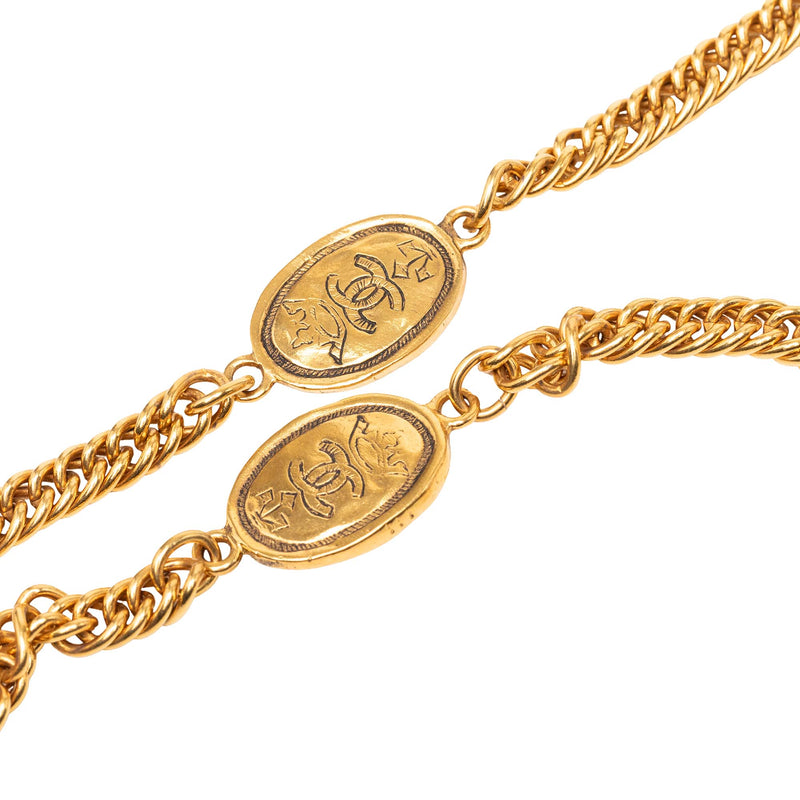 CC Gold Plated Crown Medallion Station Necklace - Image 2
