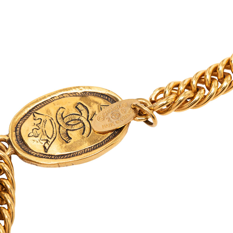 CC Gold Plated Crown Medallion Station Necklace - Image 3