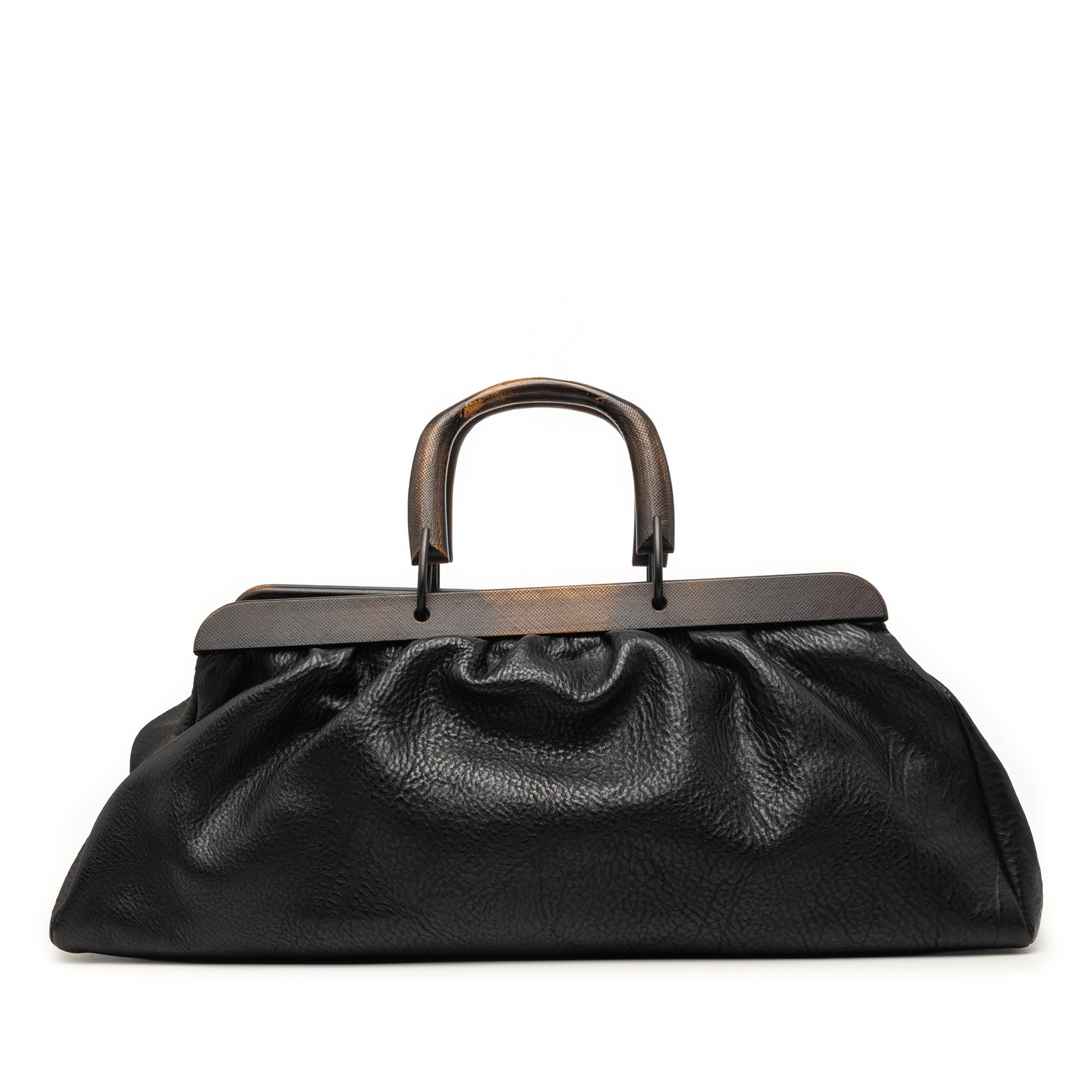 Calfskin Wood Frame Handbag - Image 1