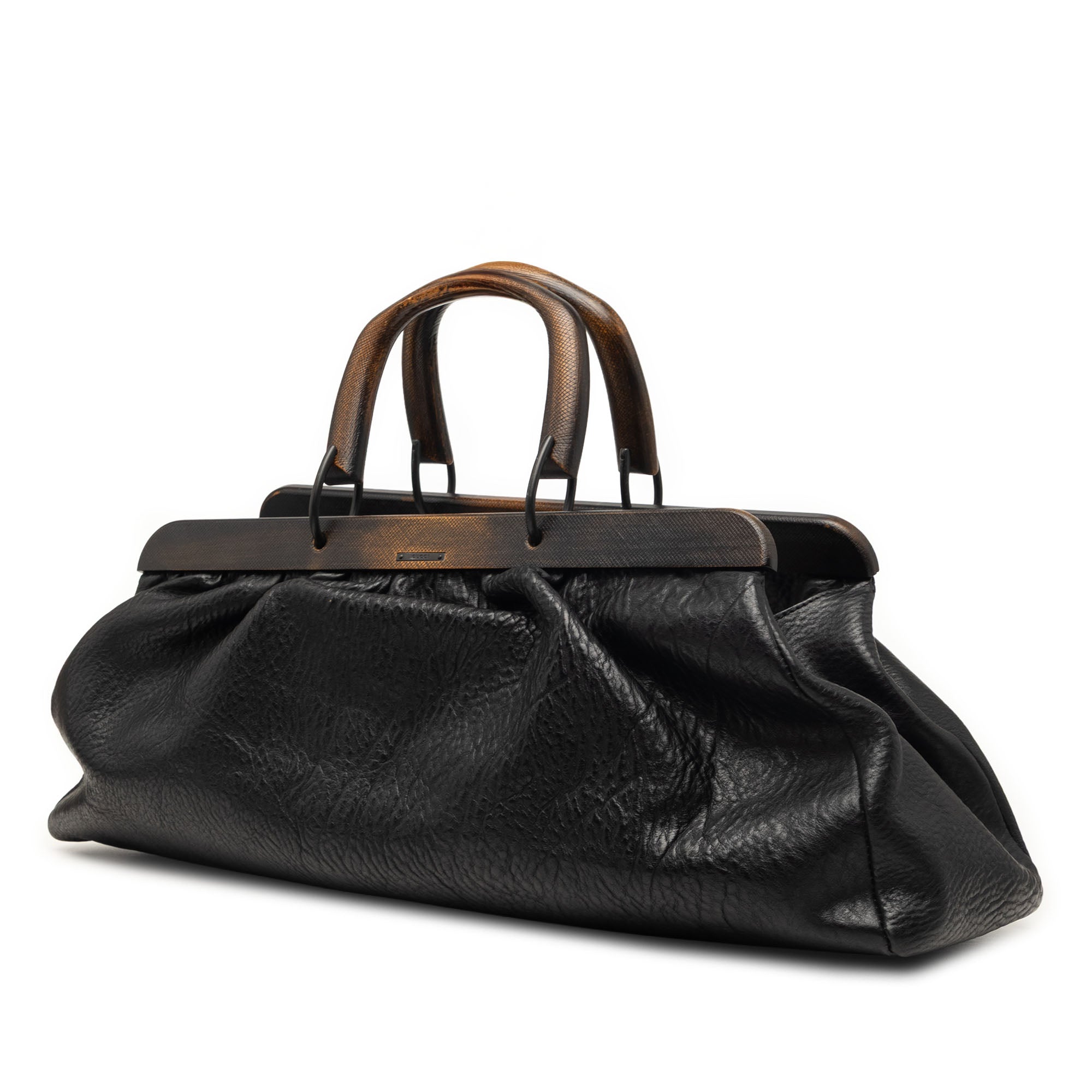 Calfskin Wood Frame Handbag - Image 2