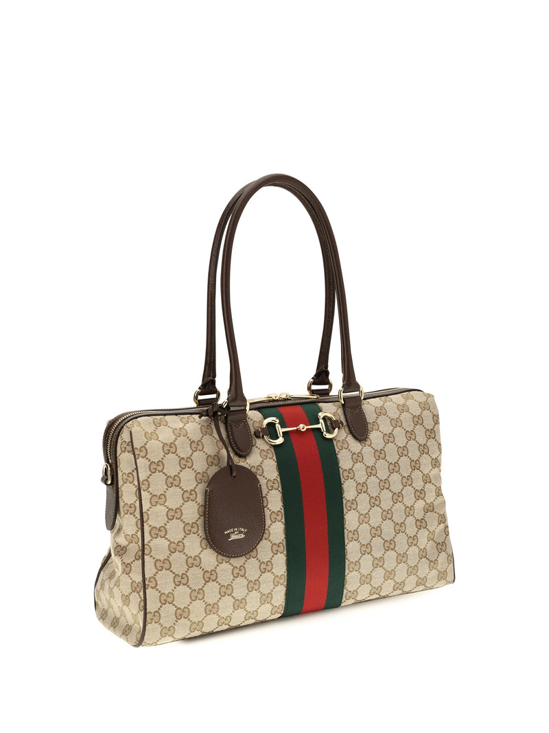 Gucci Gg Top Handle Bag — Beige Fabric