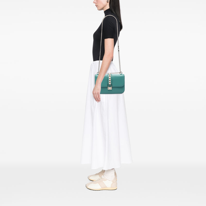 Medium Leather Rockstud Glam Lock Crossbody - Image 6
