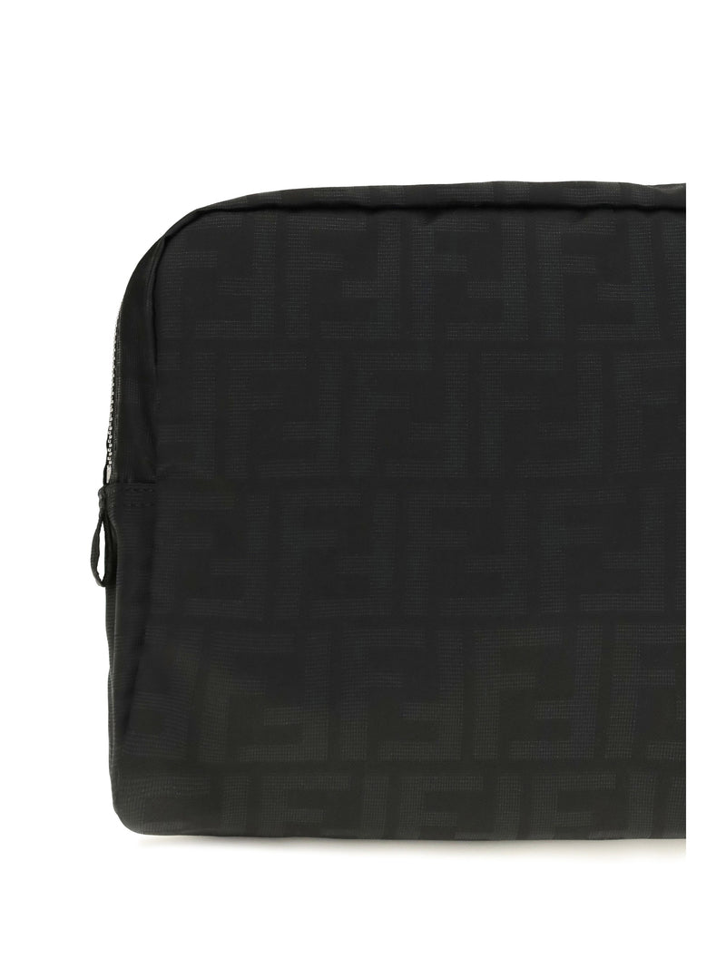 Fendi Ff Zucca Fabric Beauty Case — Black Polyester Travel Wallets