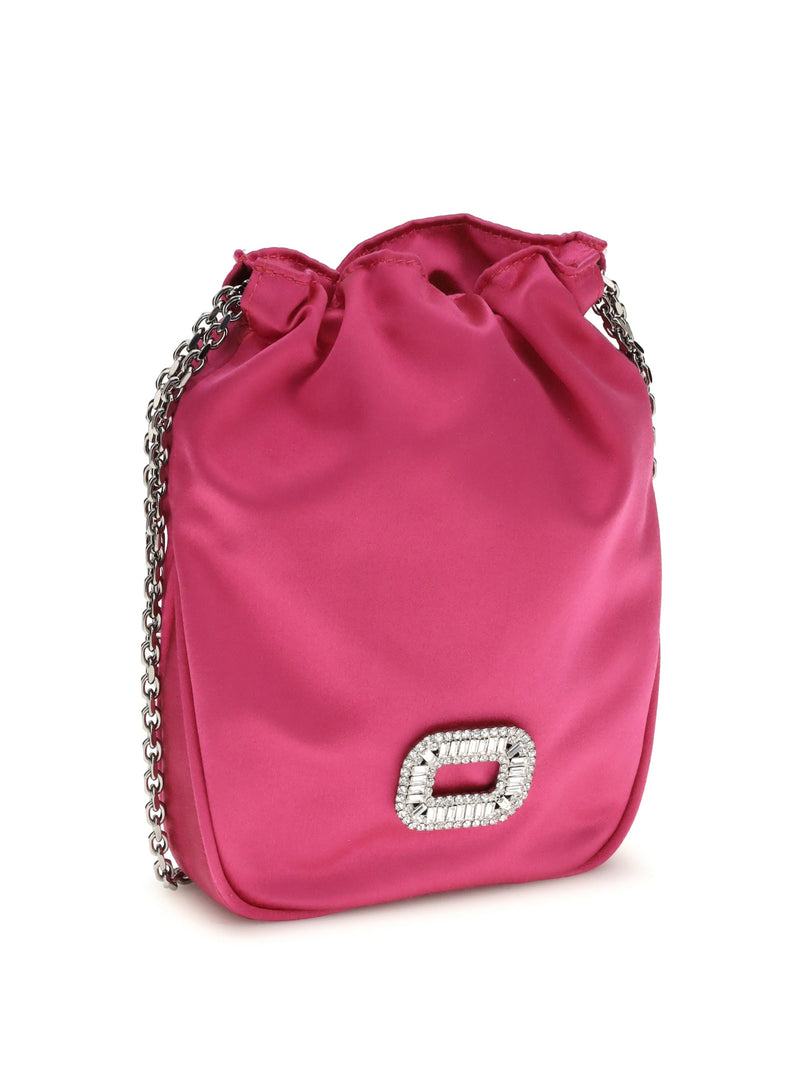 Roger Vivier Nano Pilgrim Bucket Bag — Pink Silk