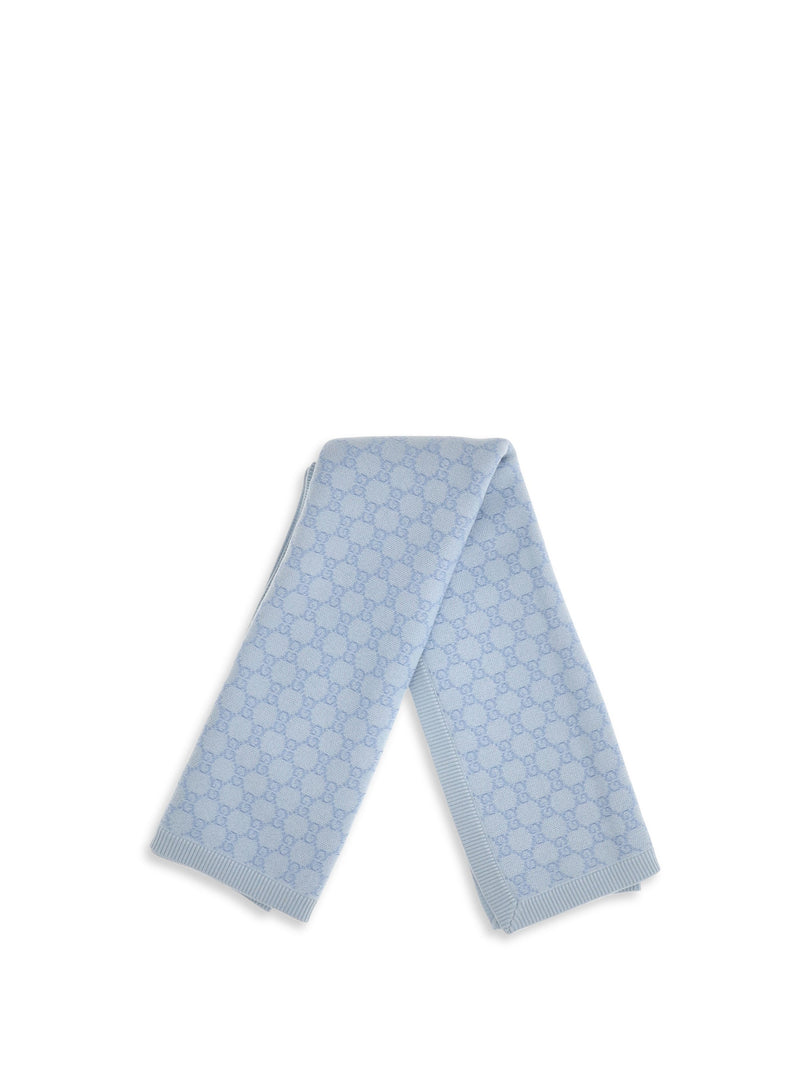 Gucci Gg Monogram Wool Blanket — Blue Merino Ovis Aries Scarfs