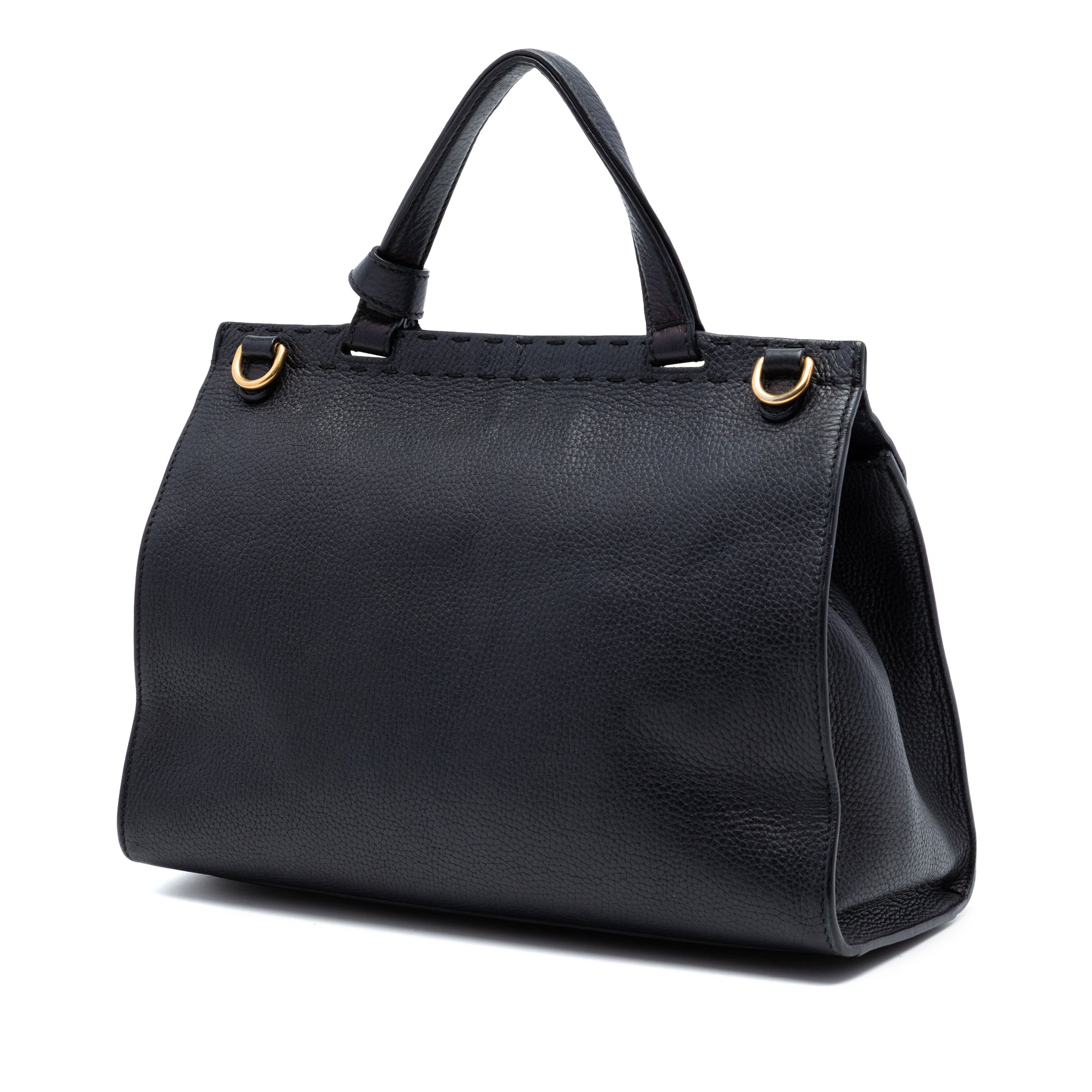 Small GG Marmont Grained Calfskin Top Handle Satchel - Image 2