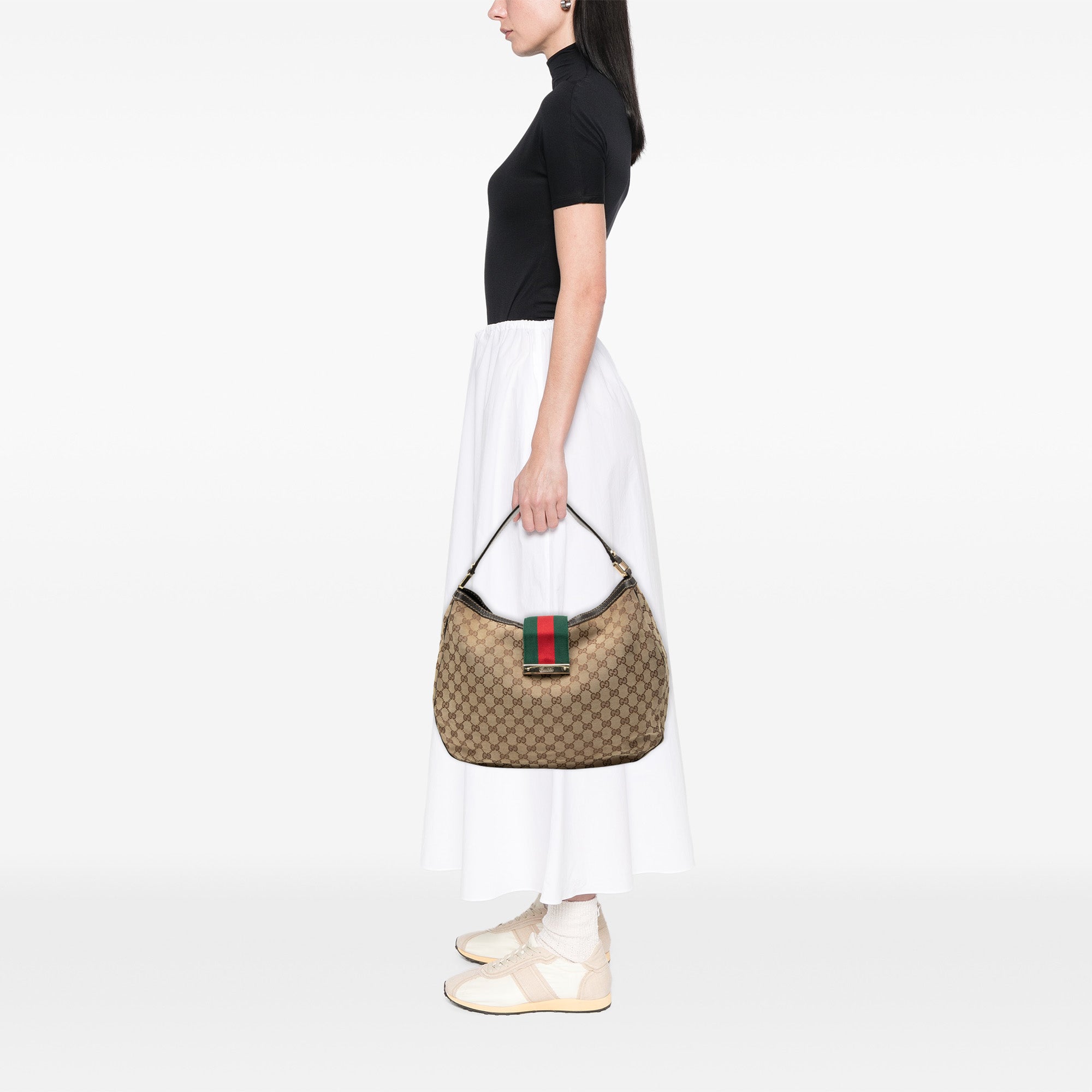 Large GG Canvas Web New Ladies Hobo - Image 8