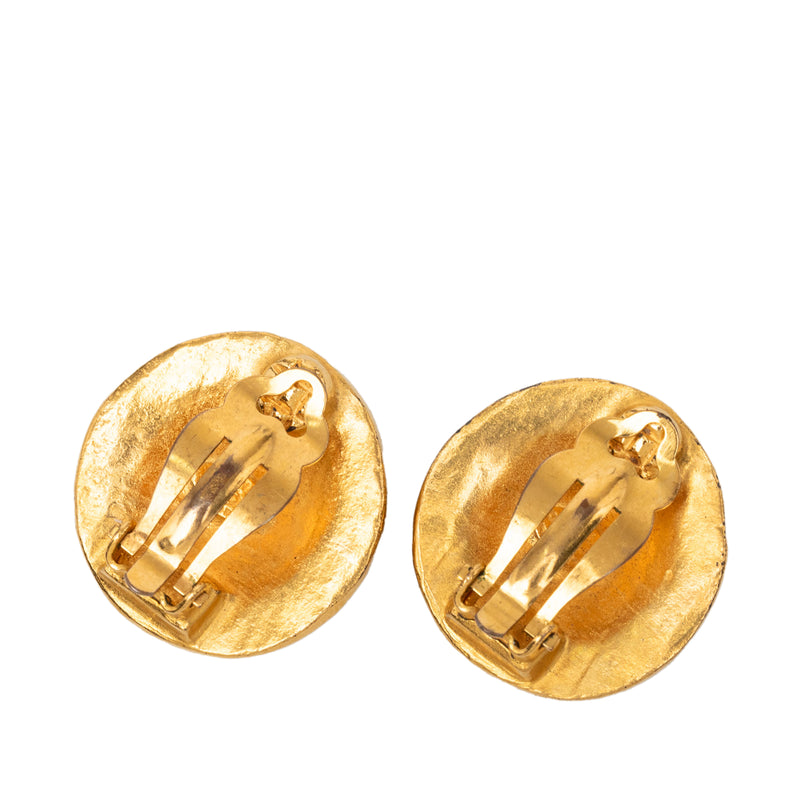 CC Gold Plated Arabesque Round Clip On Earrings - Image 2