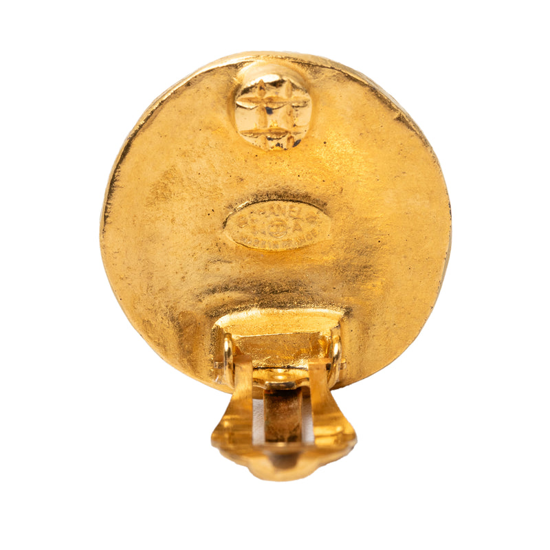 CC Gold Plated Arabesque Round Clip On Earrings - Image 3