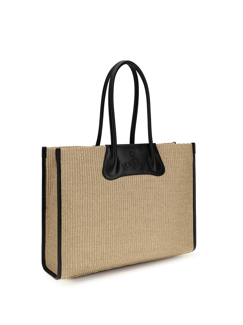Vivienne Westwood Troy Tote Bag — Beige Raffia