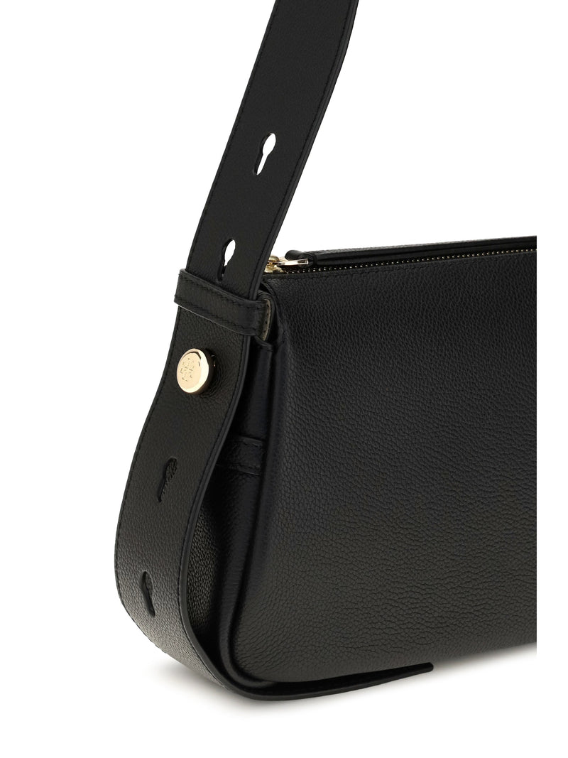Tory Burch Romy Shoulder Bag — Black Calf Leather