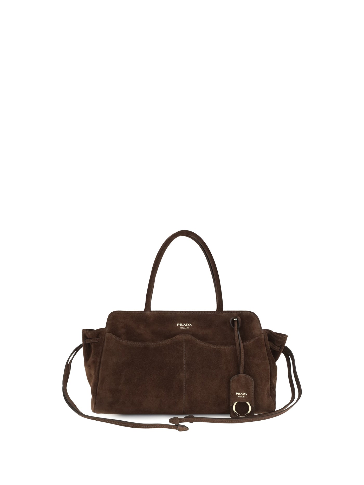 Prada Carry Shoulder Bag — Brown Suede