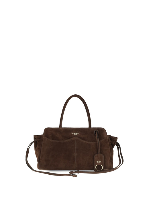 Prada Carry Shoulder Bag — Brown Suede