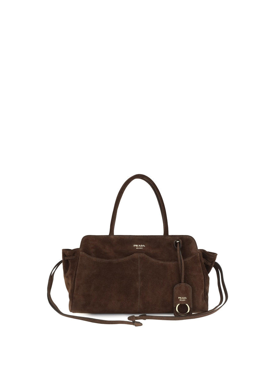 Prada Carry Shoulder Bag — Brown Suede