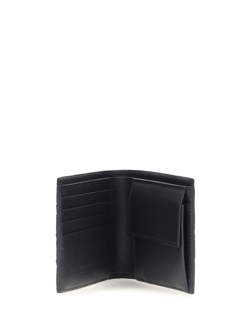 Bottega Veneta Intrecciato Woven Calf Leather Wallet — Gray