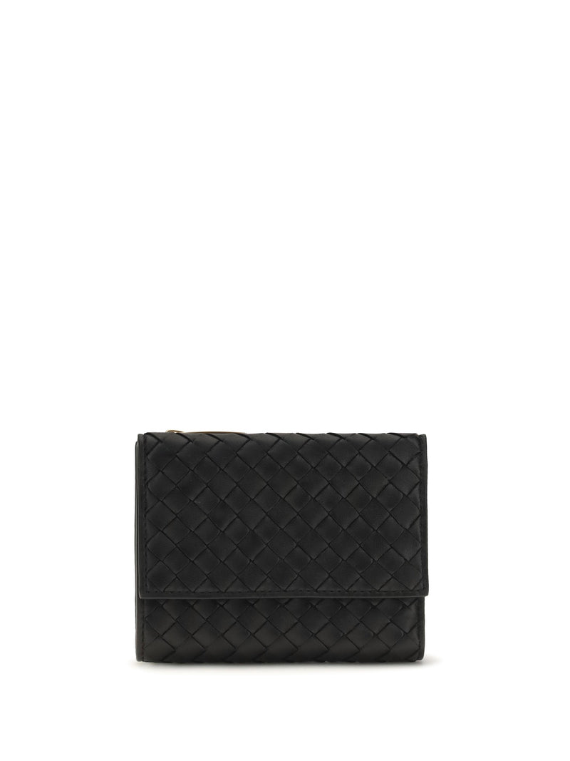 Bottega Veneta Intrecciato Woven Leather Trifold Wallet — Black Lamb & Purses