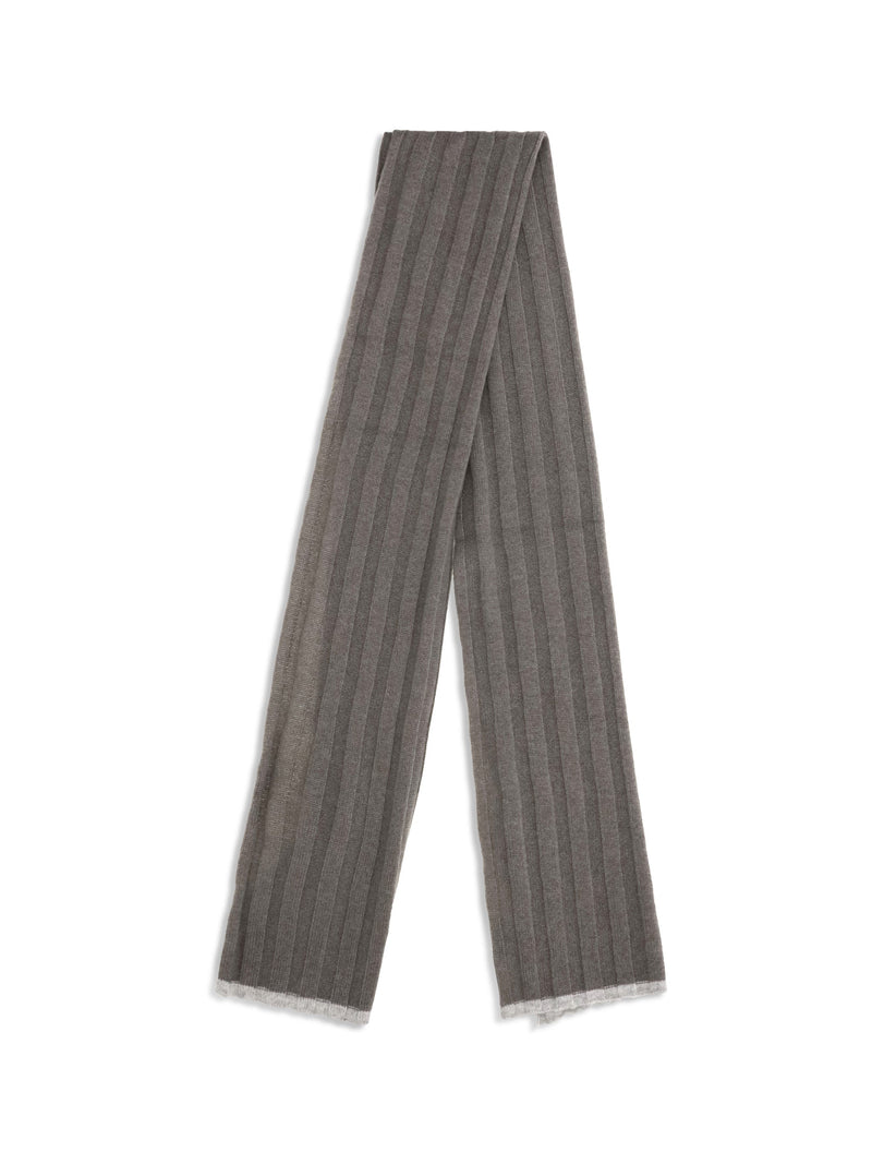 Brunello Cucinelli Ribbed Cashmere Scarf — Gray Kashmir/capra Hircus Scarfs