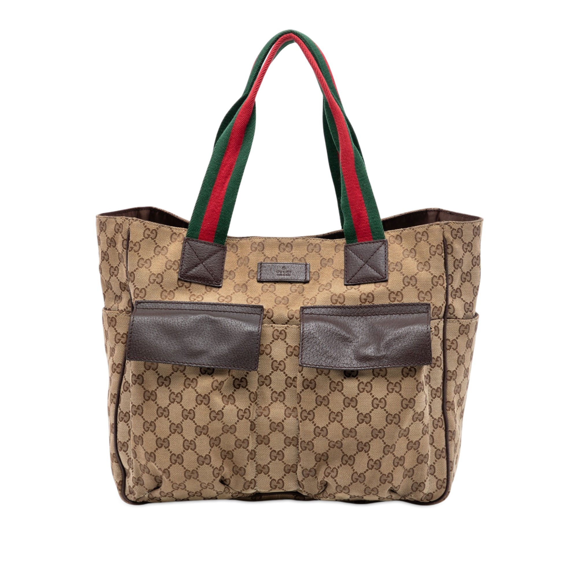 GG Canvas Web Double Pockets Tote - Image 1