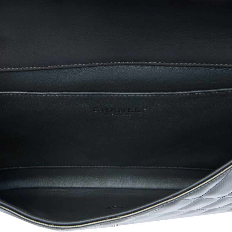 Quilted Striated Metallic Patent Clutch with Chain - Image 4