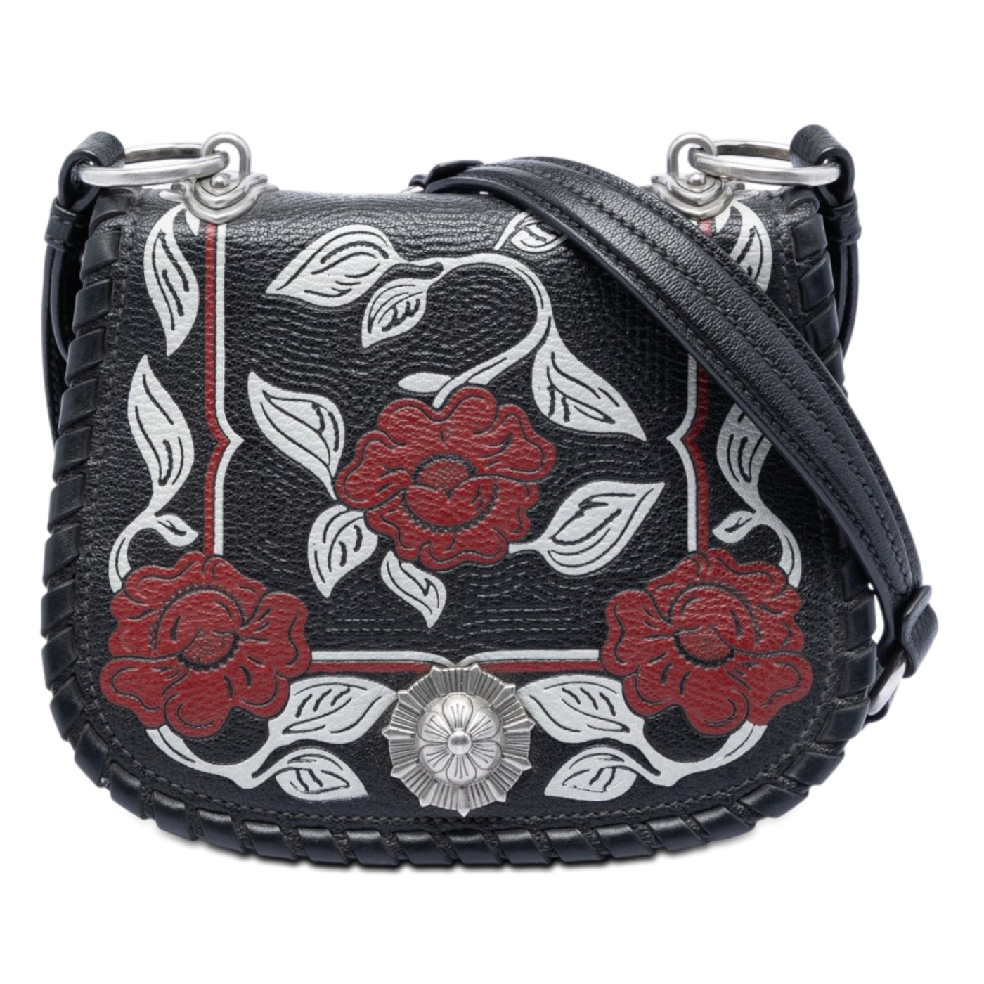 Goatskin Madras Floral Embossed Crossbody - Image 1