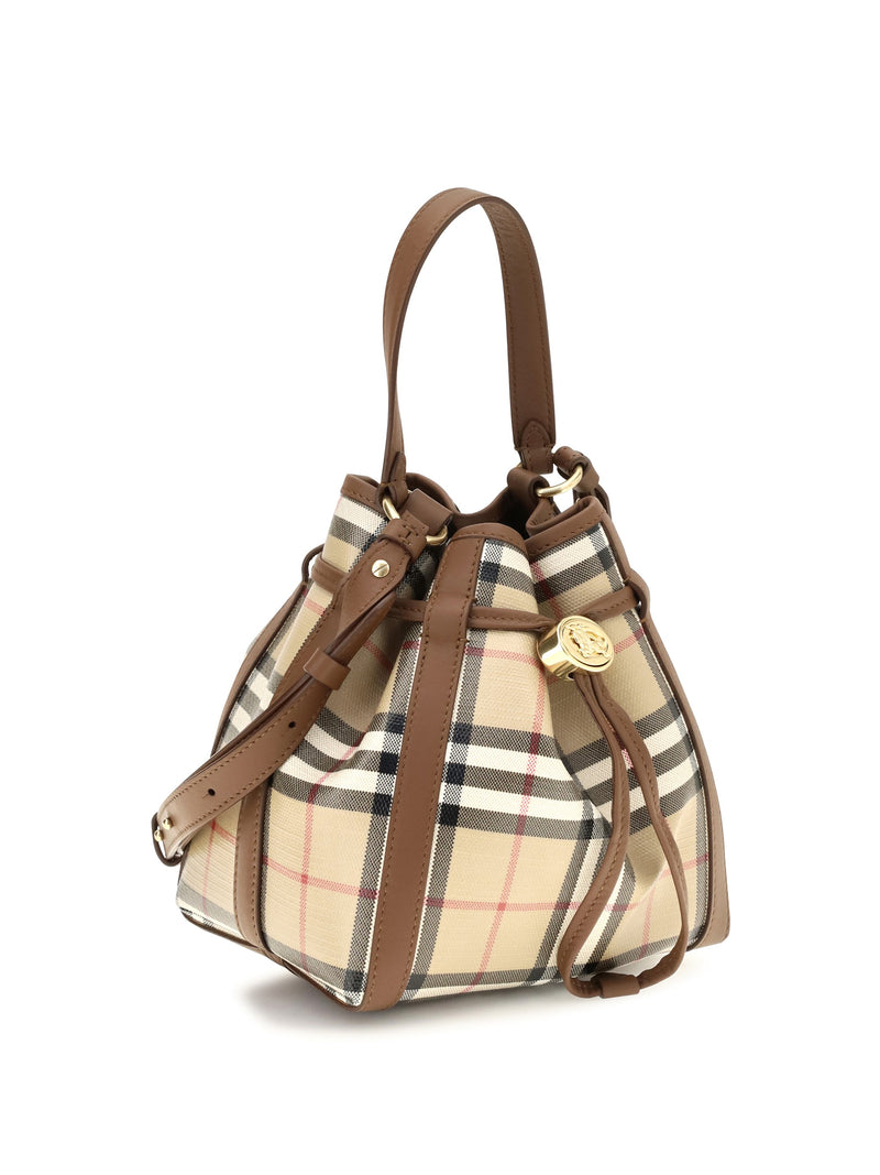 Burberry Check Bucket Bag — Beige Calf Leather Bos Taurus