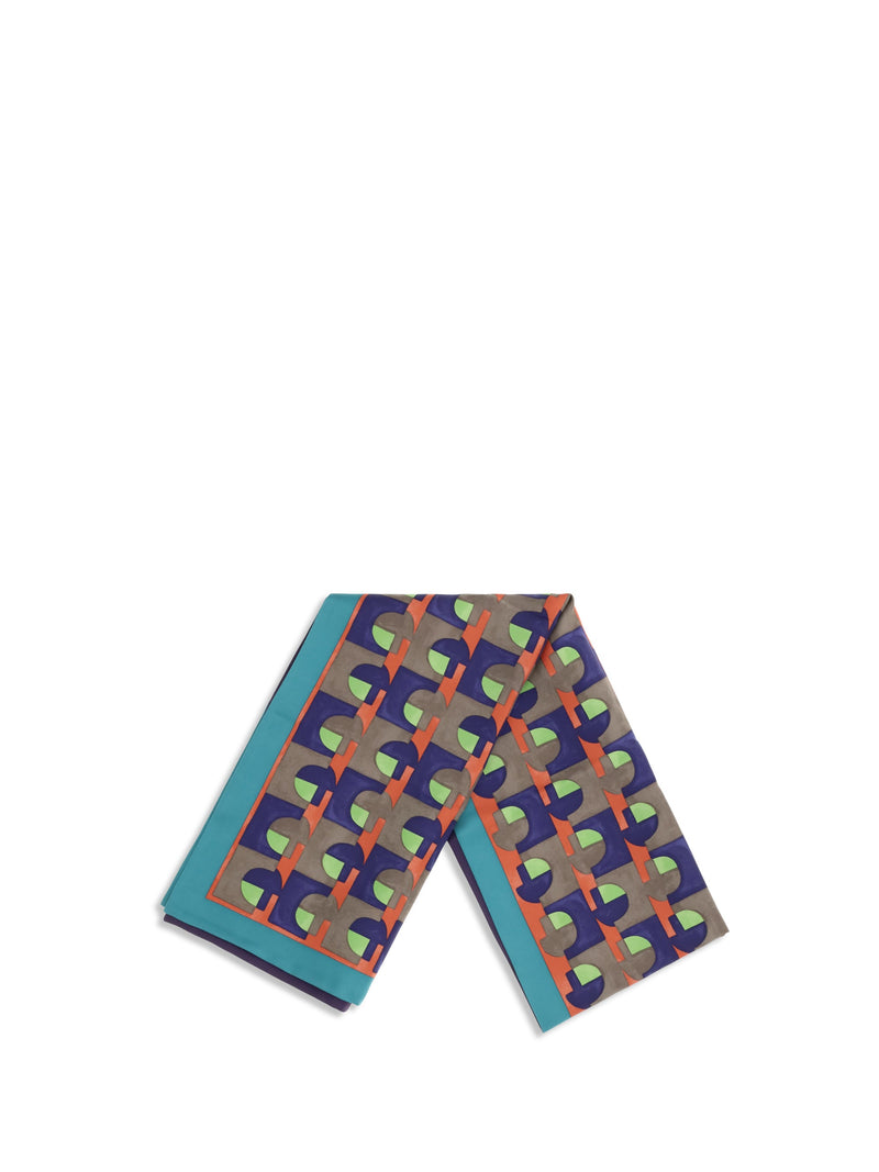 Miu Miu Geometric Print Silk Scarf — Multicolor Scarfs