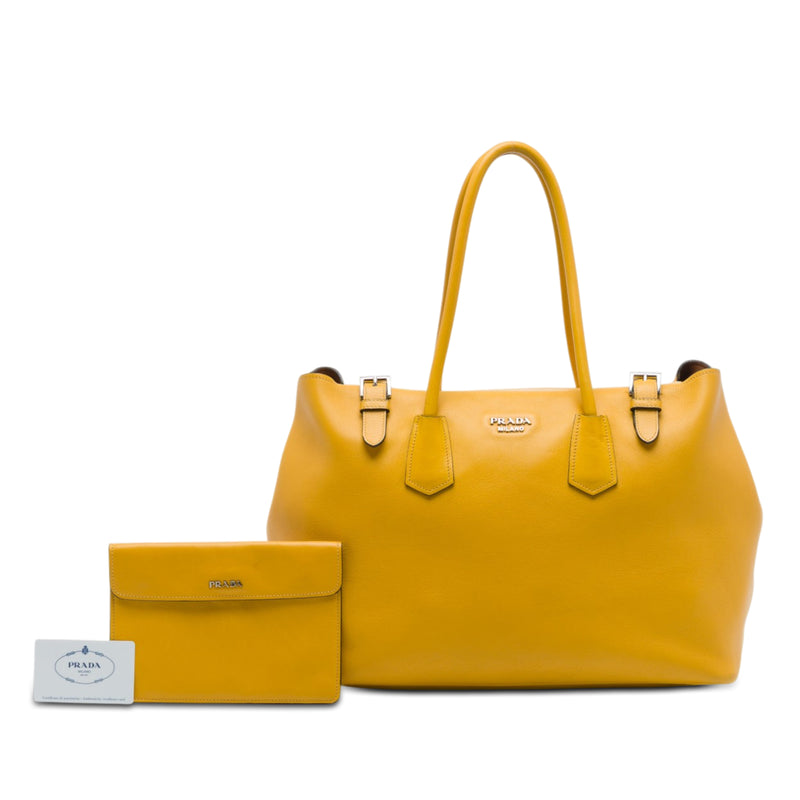 City Calf Leather Buckle Tote - Image 7