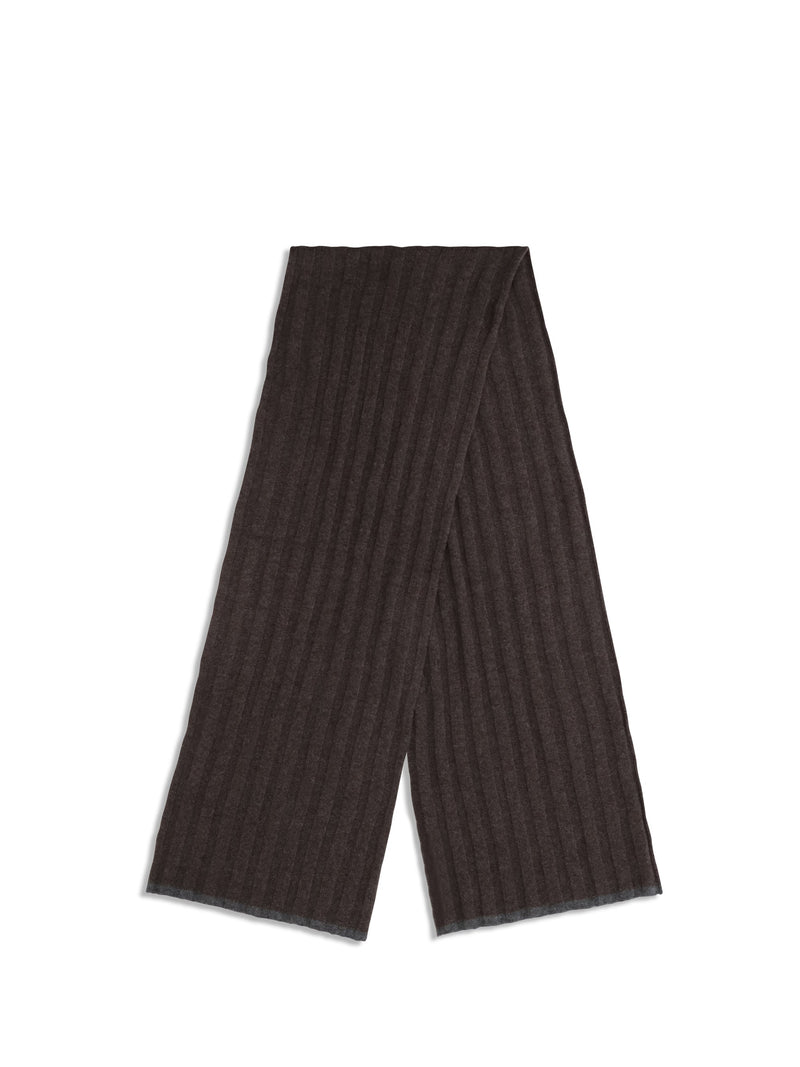 Brunello Cucinelli Ribbed Cashmere Scarf — Brown Kashmir/capra Hircus Scarfs