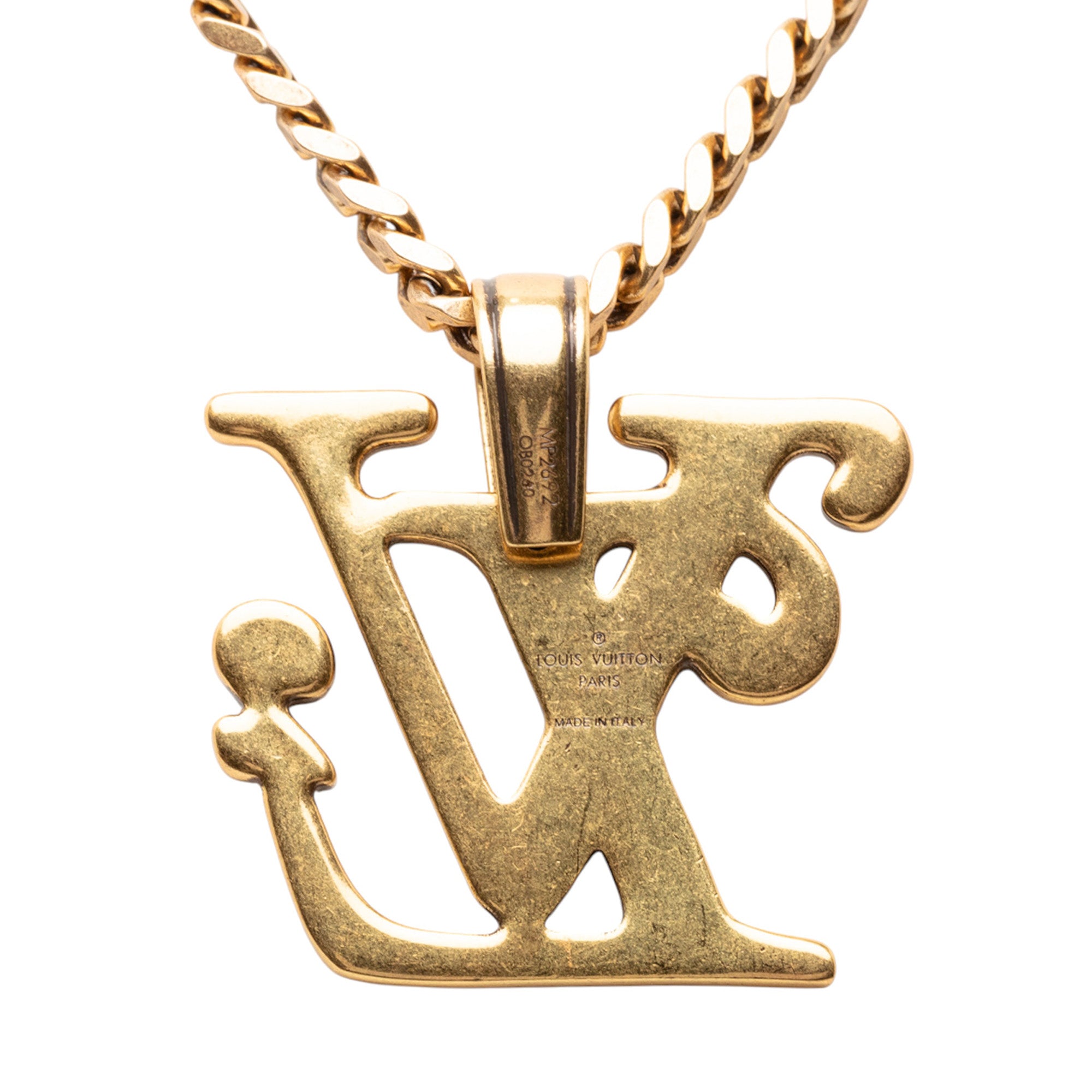 Nigo Gold Plated Squared Logo Pendant Necklace - Image 3