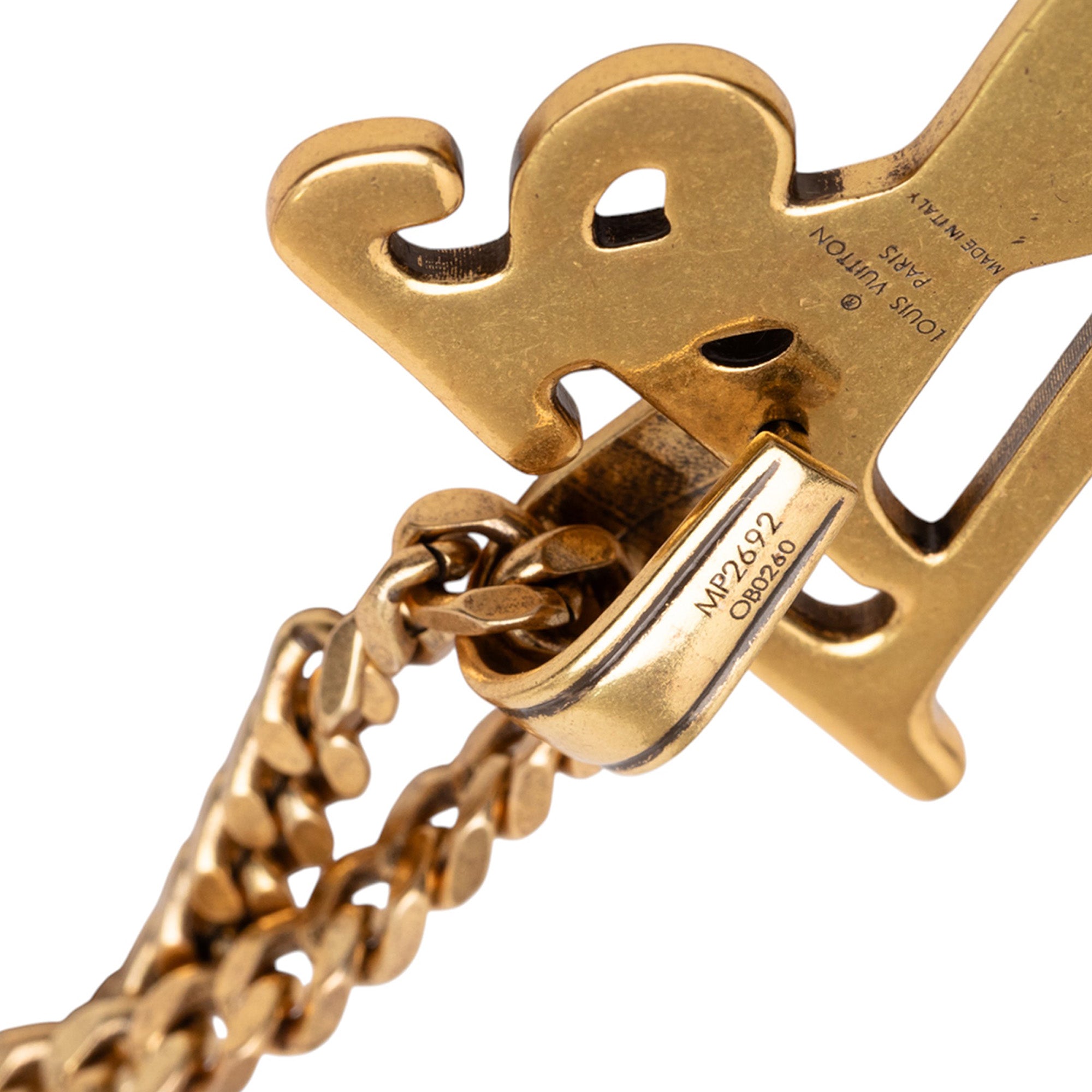 Nigo Gold Plated Squared Logo Pendant Necklace - Image 4