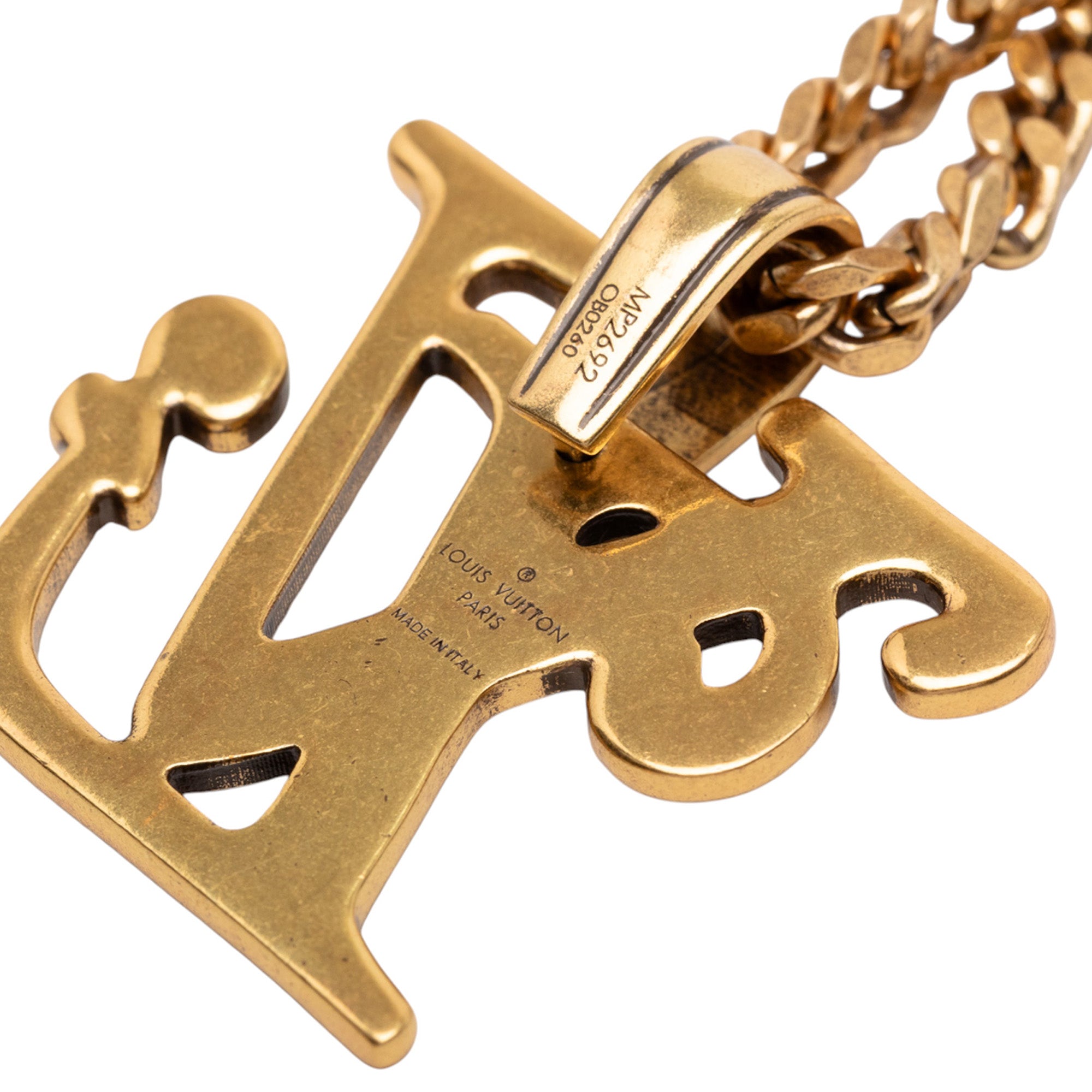Nigo Gold Plated Squared Logo Pendant Necklace - Image 5