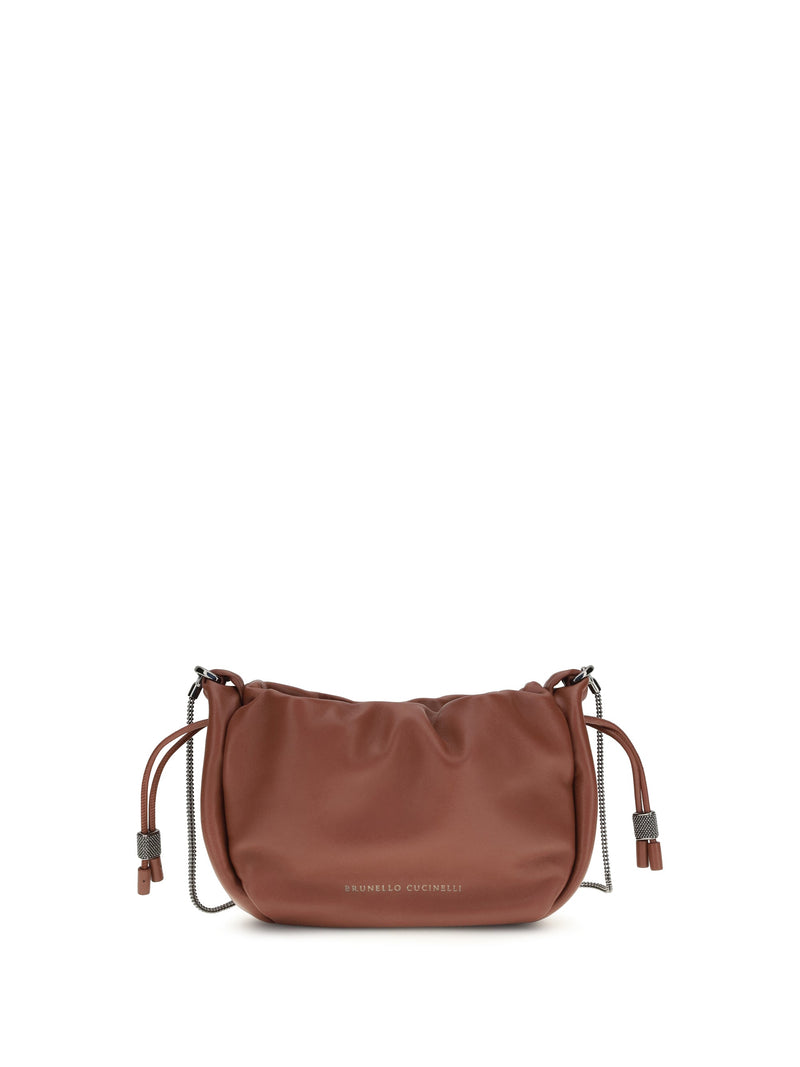 Brunello Cucinelli Shoulder Bag — Brown Calf Leather