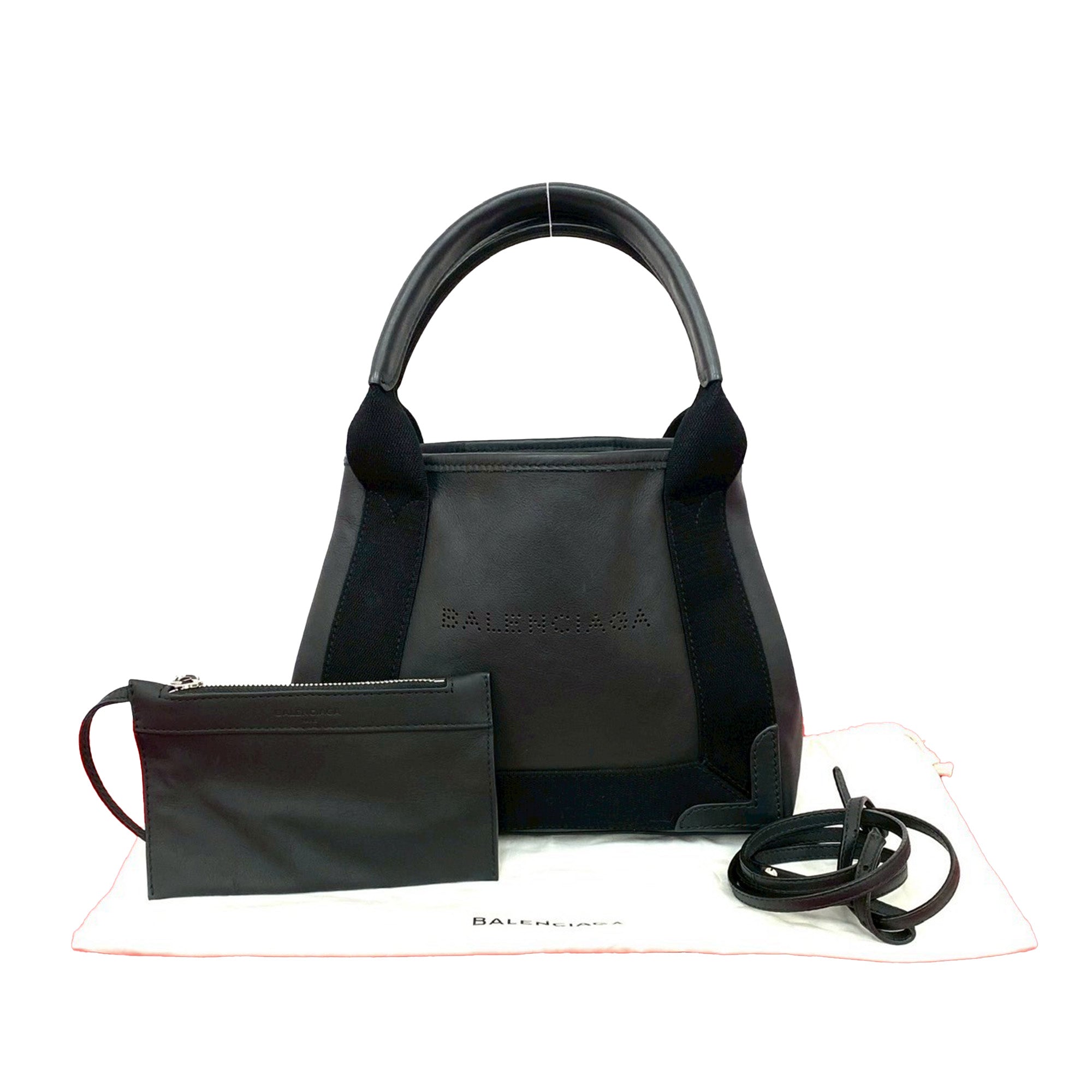 Calfskin Perforated Navy Cabas Tote XS - Image 9