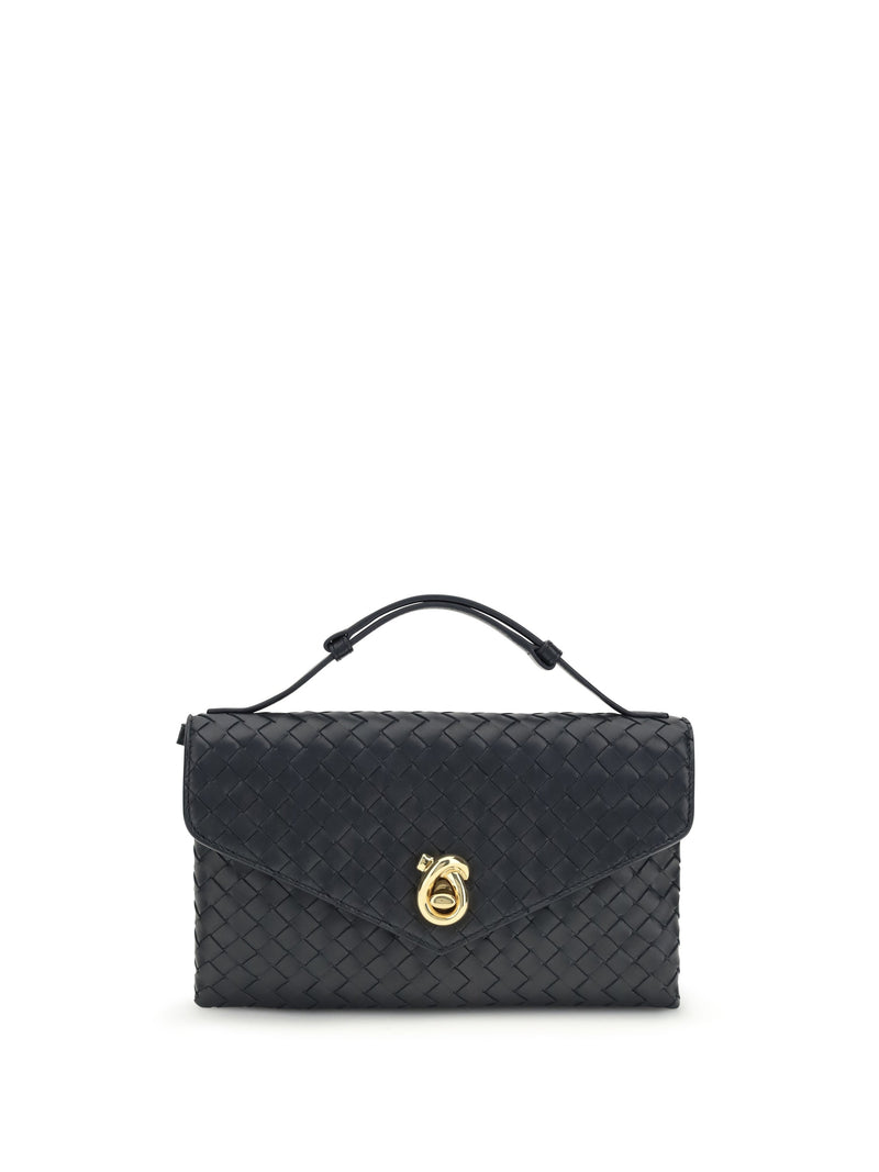 Bottega Veneta Knot Lock Shoulder Bag — Black Lambskin