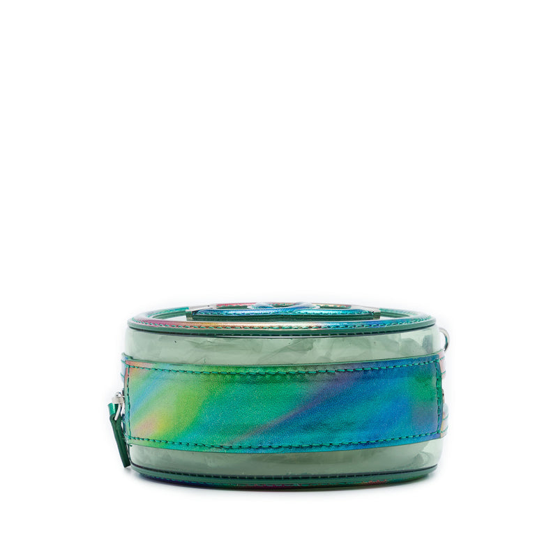 PVC and Metallic Lambskin CC Filigree Round Clutch with Chain - Image 3