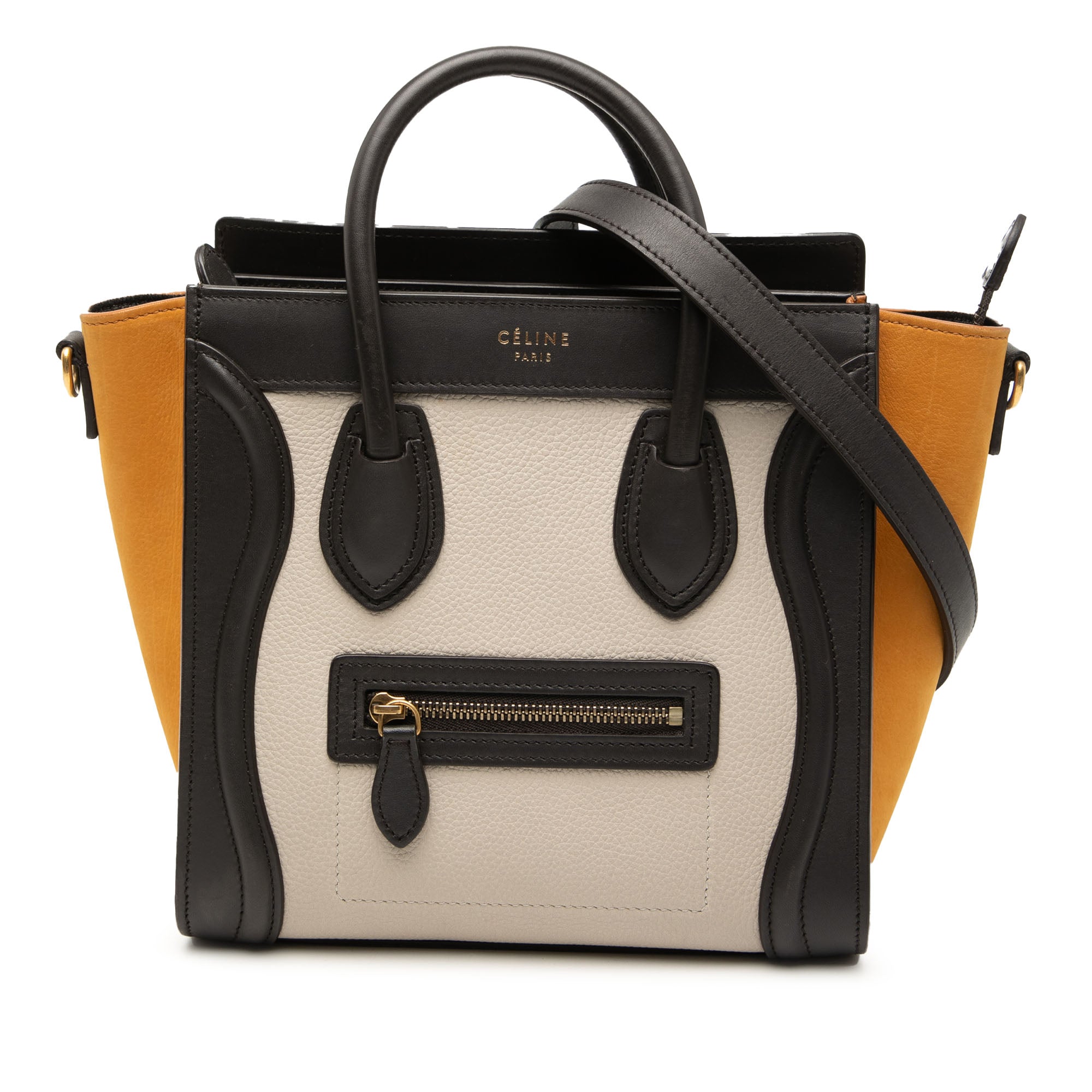 Nano Tricolor Nubuck and Drummed Calfskin Luggage Tote - Image 1