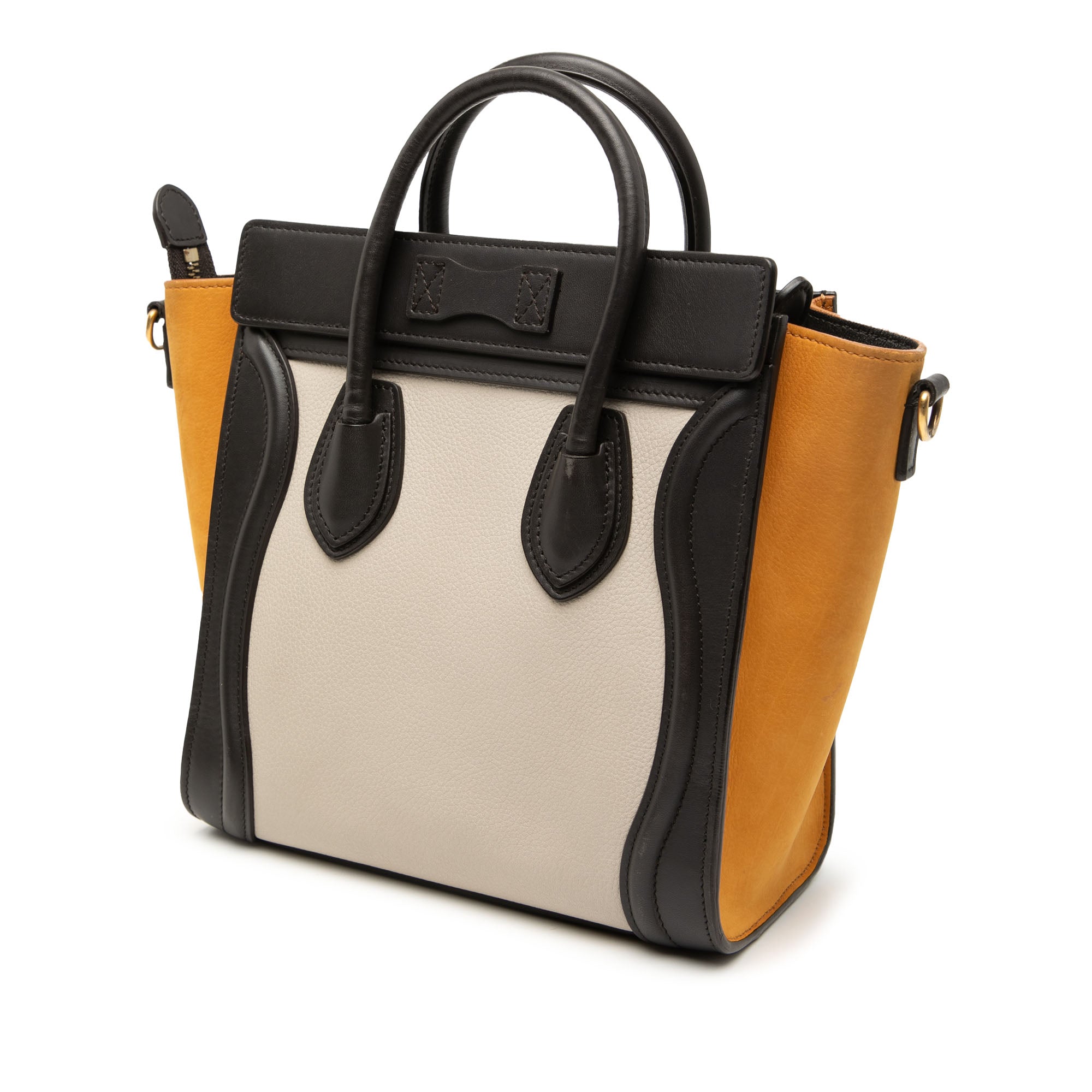 Nano Tricolor Nubuck and Drummed Calfskin Luggage Tote - Image 2